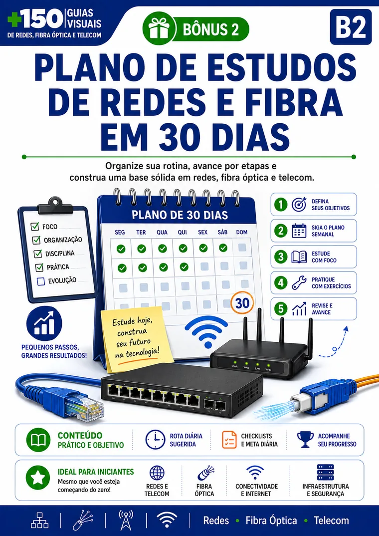 Capa do Bônus 2 — Plano de Estudos de Redes e Fibra em 30 dias